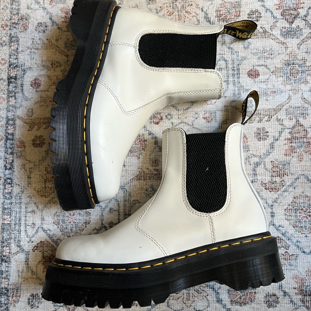 Dr. Martens White Platform Chelsea Boots